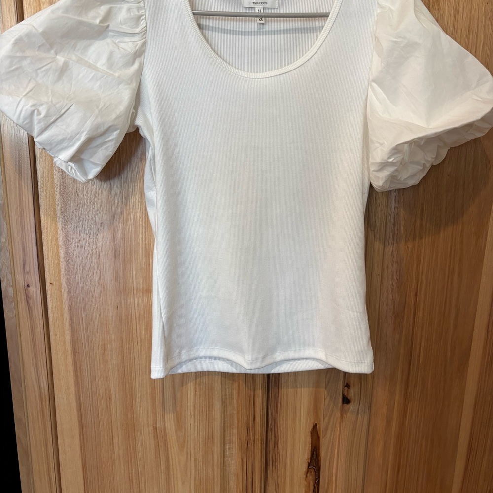 White Puff Sleeve Top